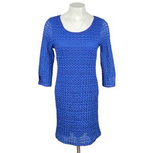 PAPILLON BLANC 3/4 Sleeve Textured Sheath Dress Sz Large Stretch